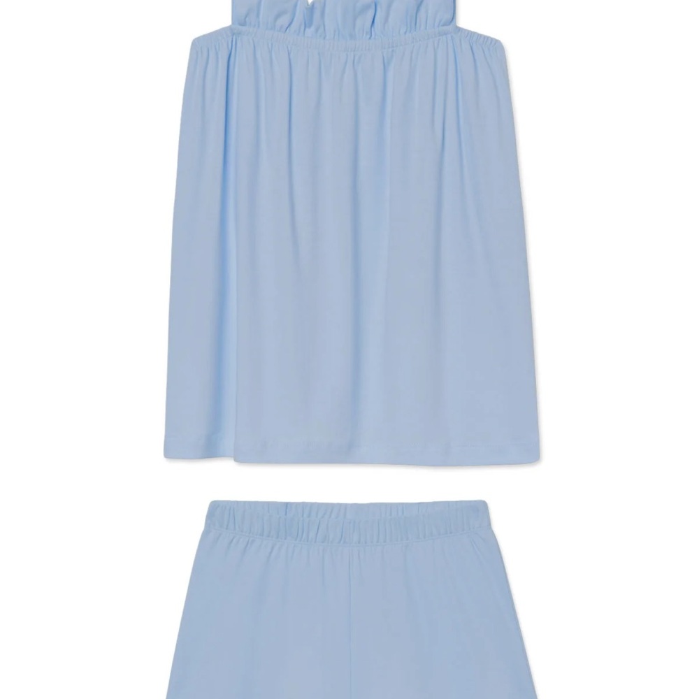 Women's Light Blue Sleep Set – Two-Piece Soft Tank & Shorts (A) - Picture 3 of 11